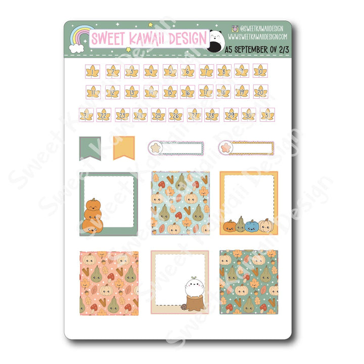 September 2025 Monthly Overview Stickers - A5
