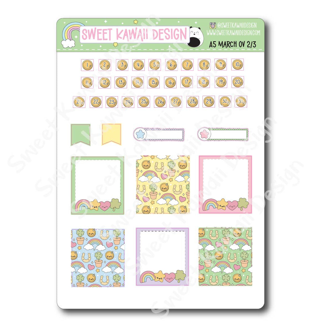 March 2026 Monthly Overview Stickers - A5