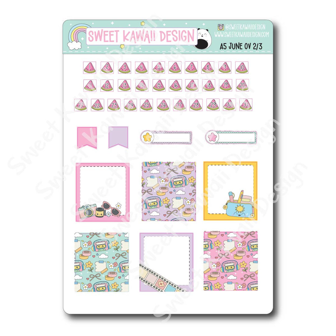 June 2026 Monthly Overview Stickers - A5