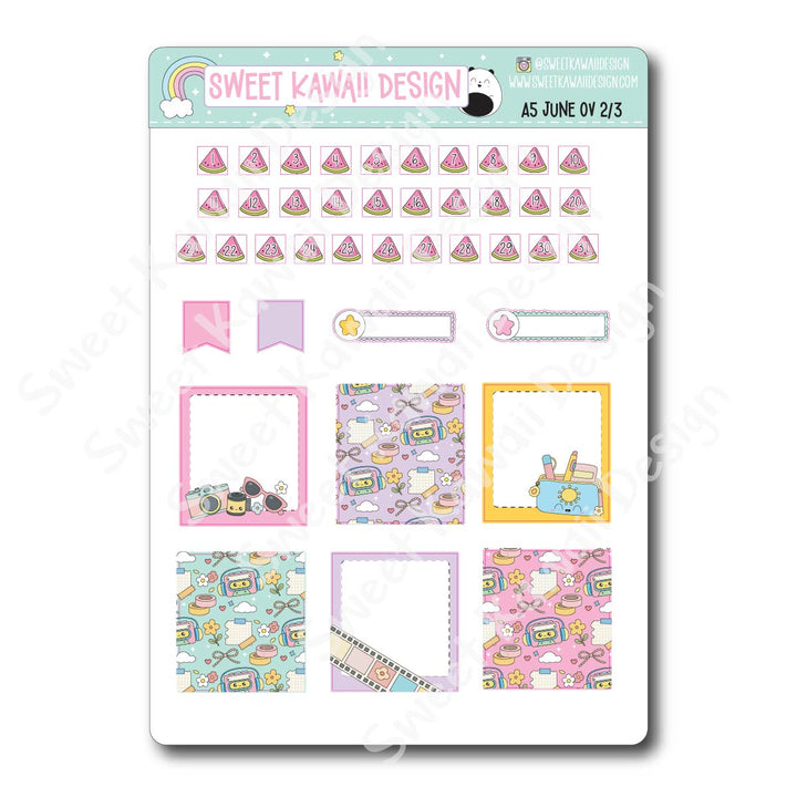 June 2026 Monthly Overview Stickers - A5