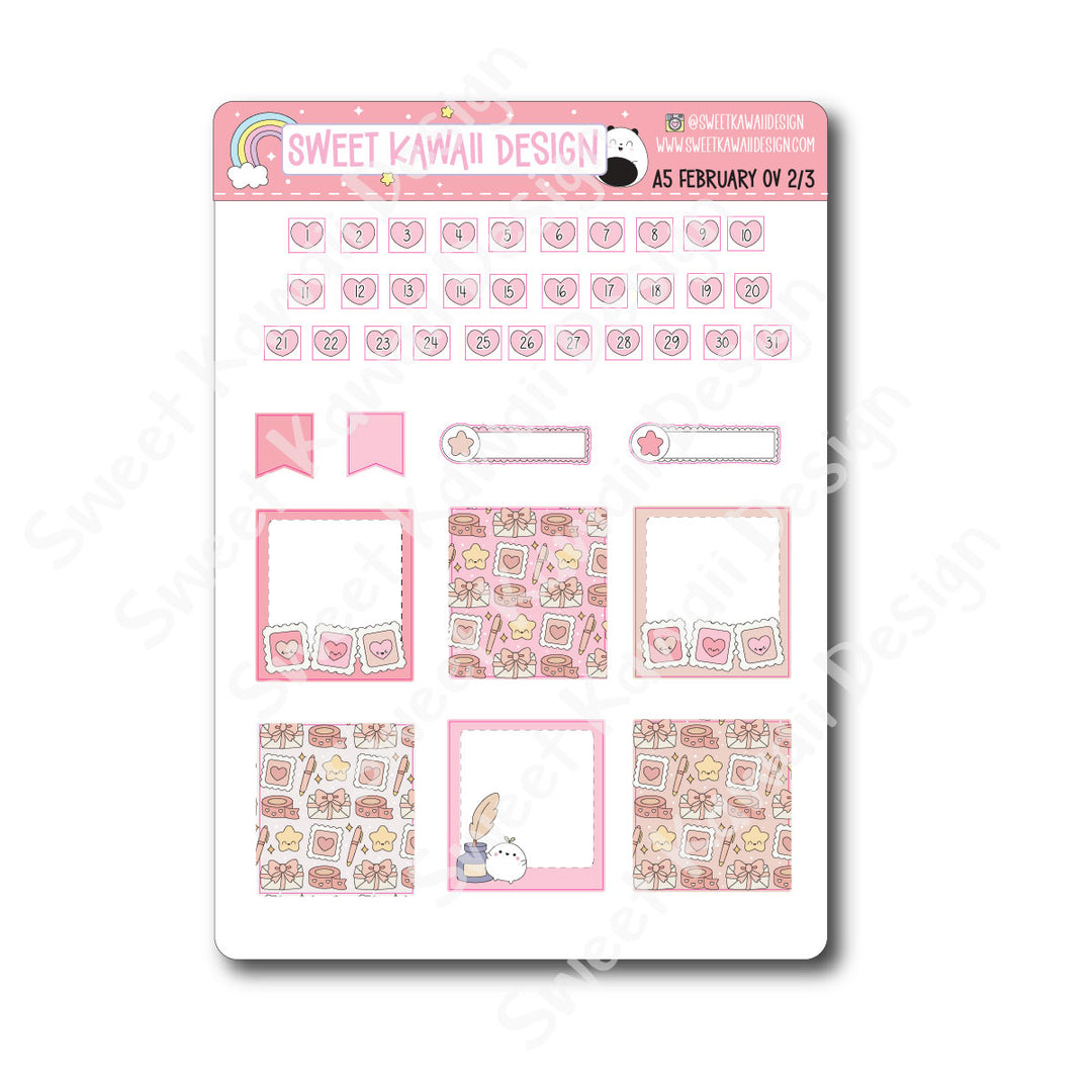 February 2026 Monthly Overview Stickers - A5