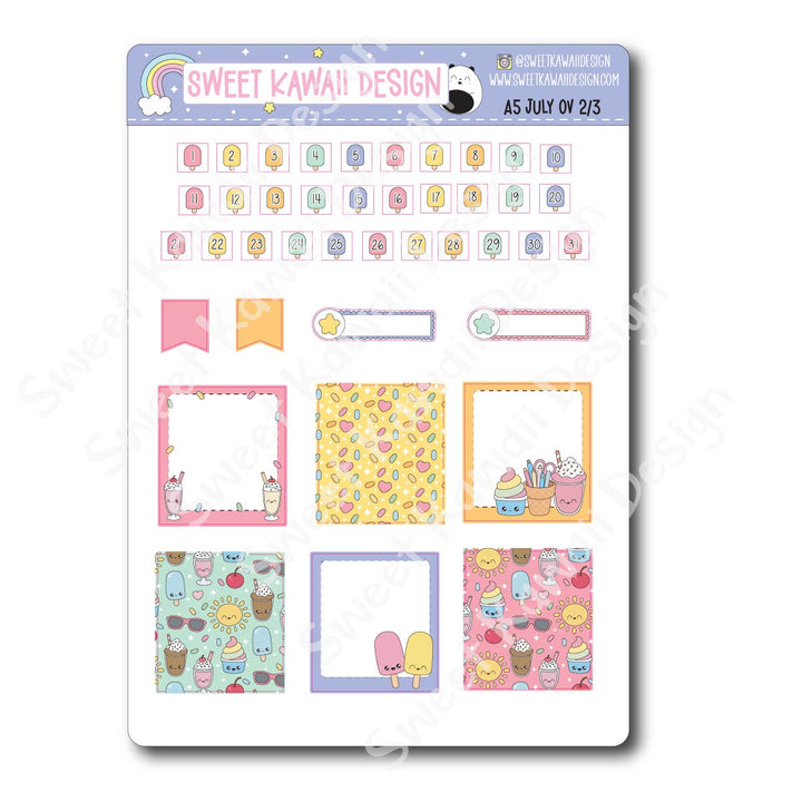 July 2026 Monthly Overview Stickers - A5