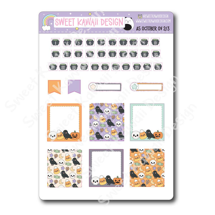 October 2026 Monthly Overview Stickers - A5