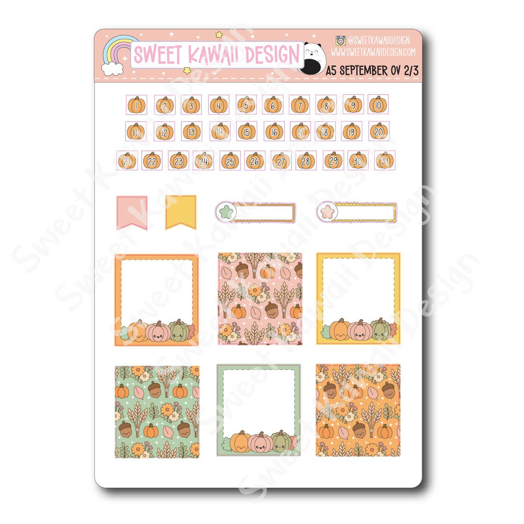 September 2026 Monthly Overview Stickers - A5