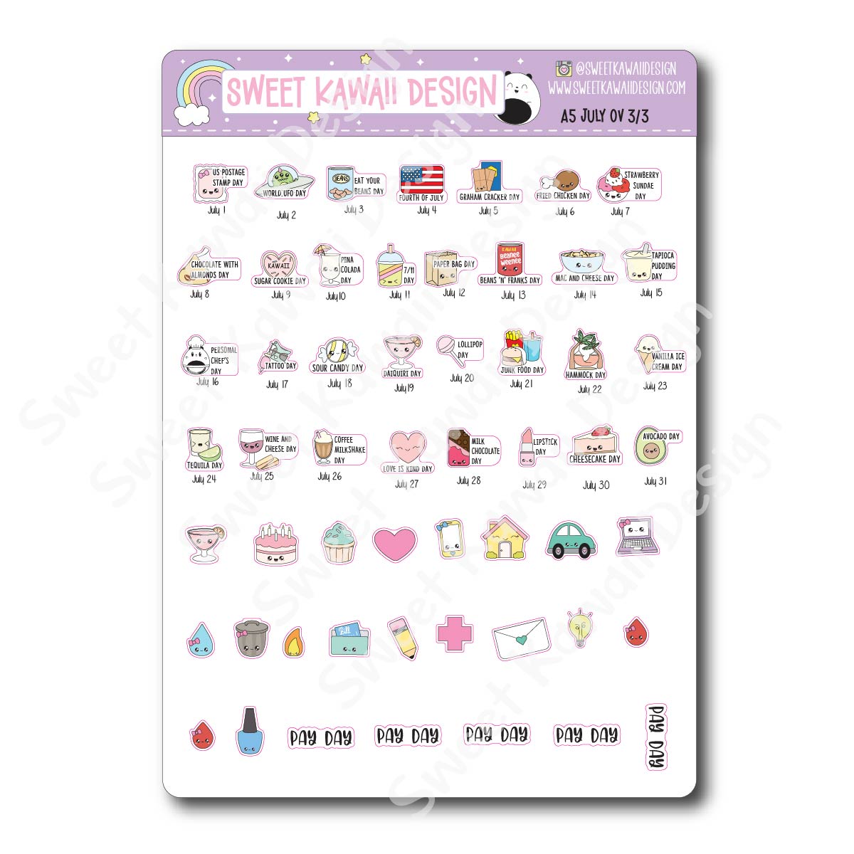 July 2024 Monthly Overview Stickers - A5