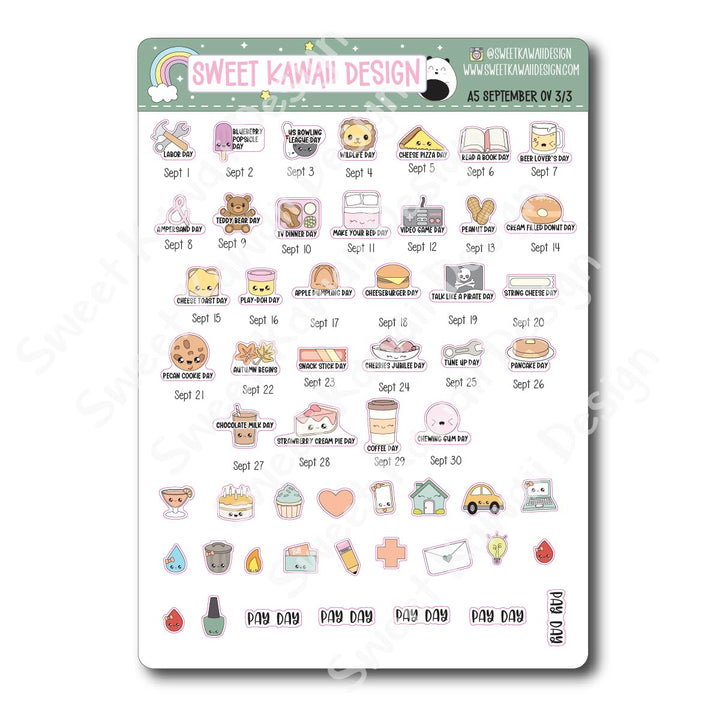 September 2025 Monthly Overview Stickers - A5