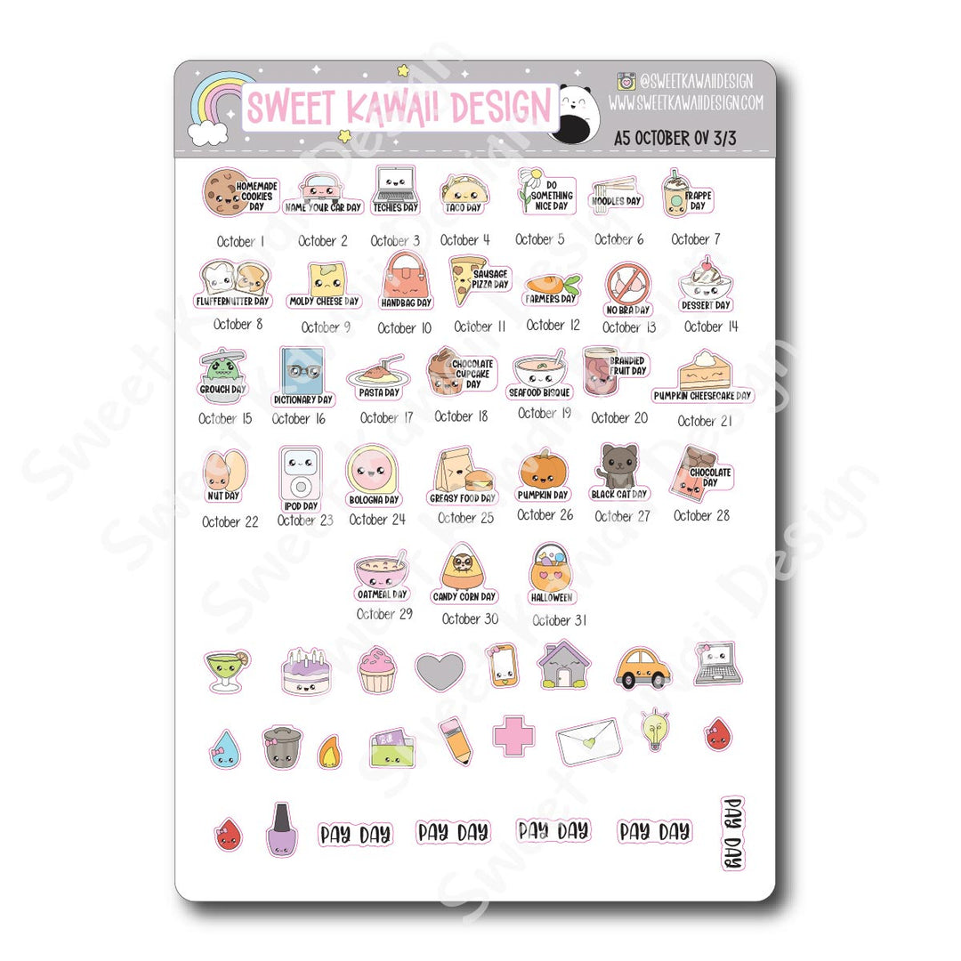 October 2025 Monthly Overview Stickers - A5