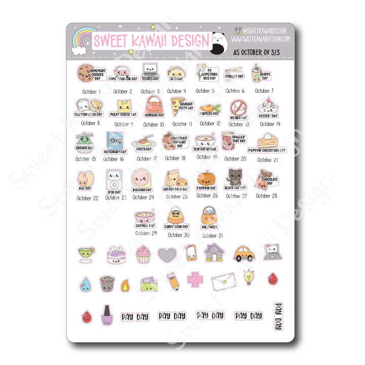 October 2025 Monthly Overview Stickers - A5
