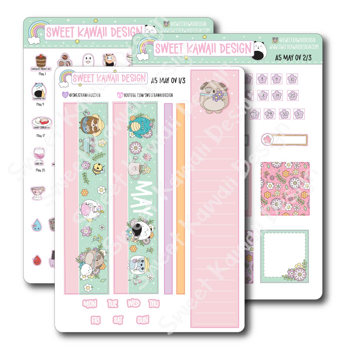 May 2024 Monthly Overview Stickers - A5