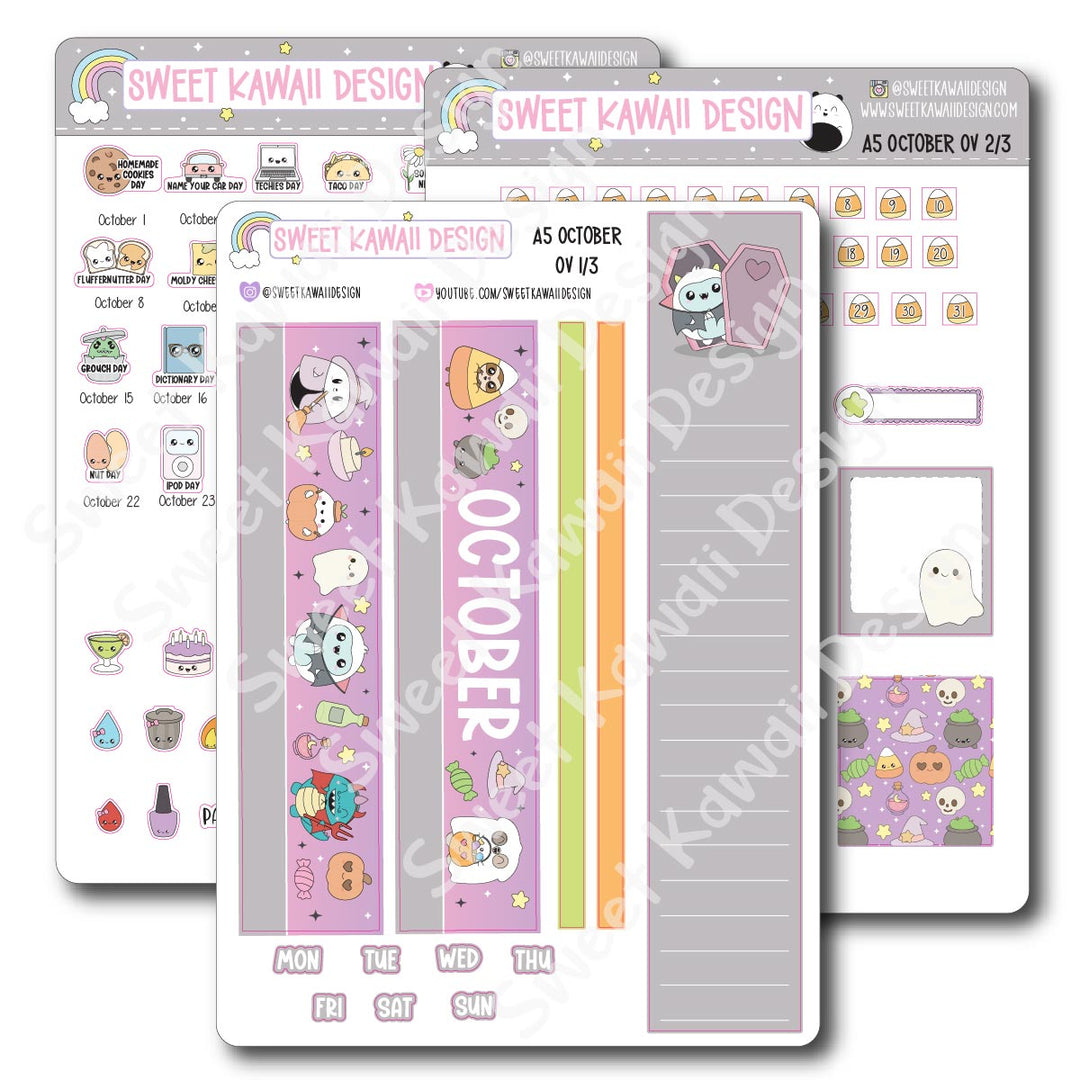 October 2025 Monthly Overview Stickers - A5