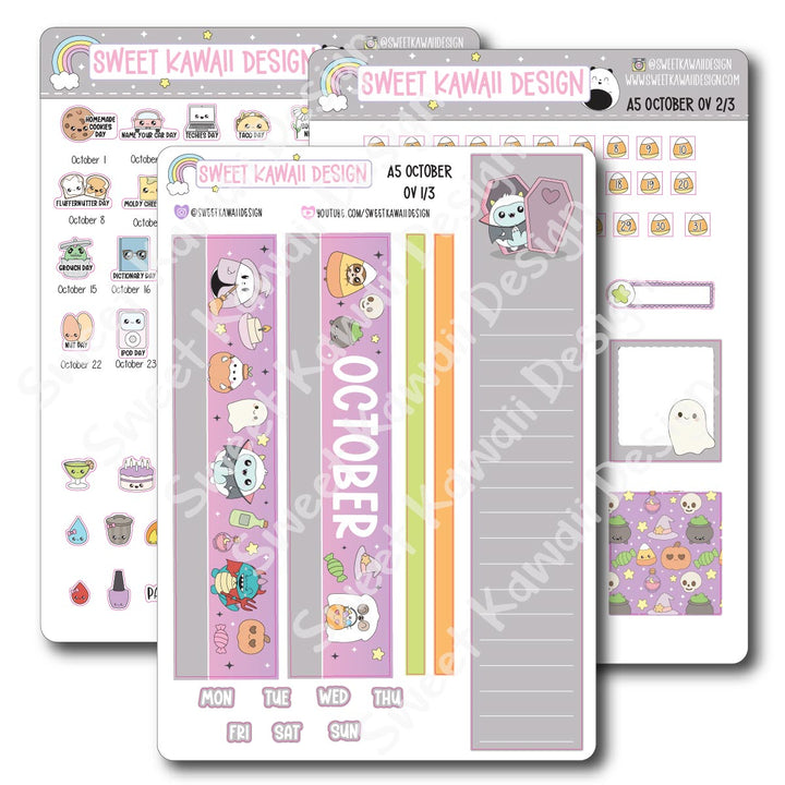 October 2025 Monthly Overview Stickers - A5