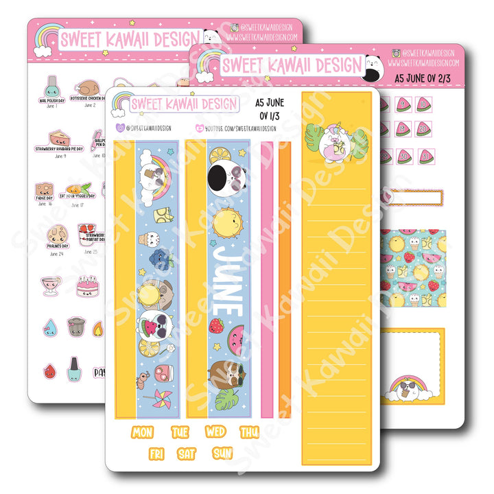 June 2025 Monthly Overview Stickers - A5