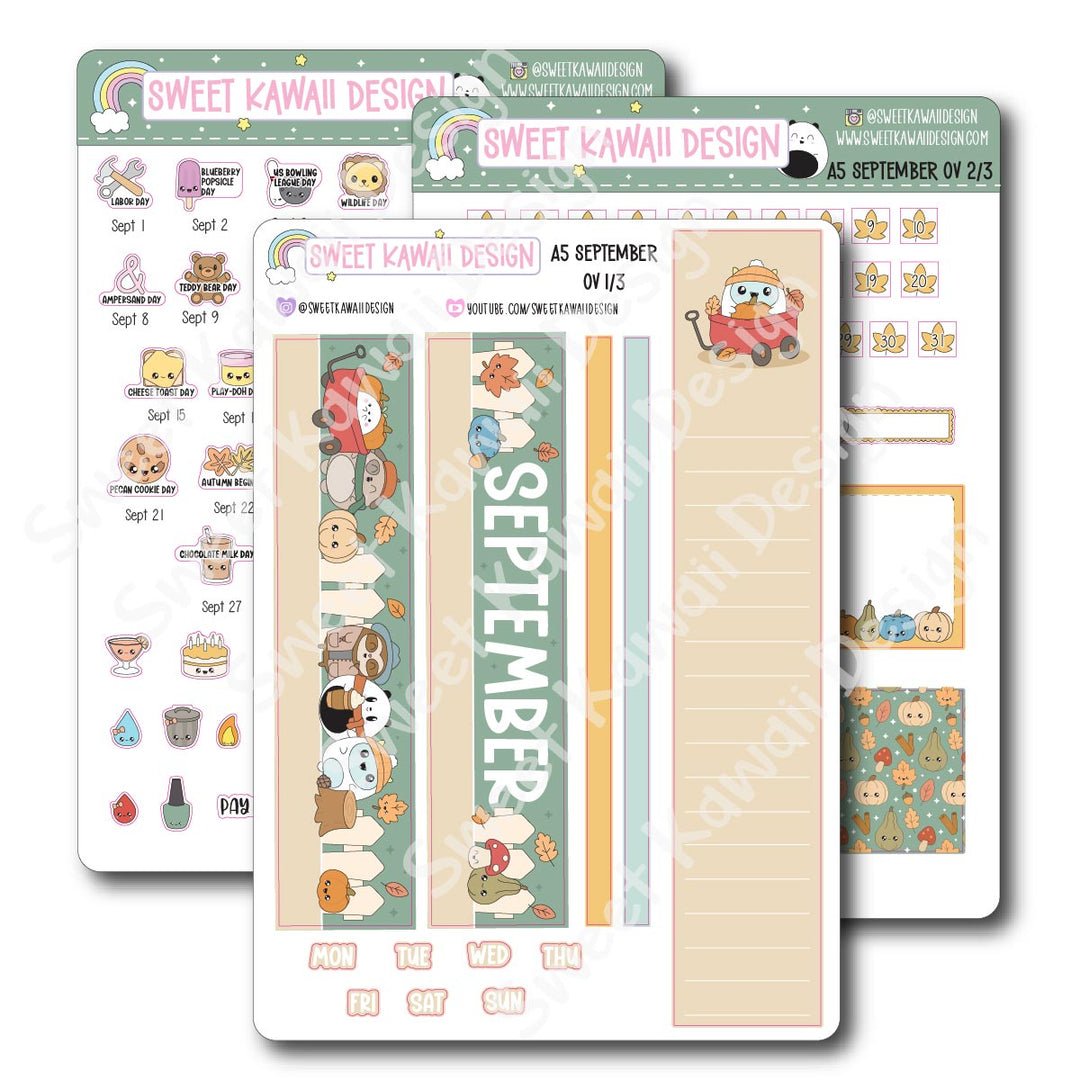 September 2025 Monthly Overview Stickers - A5