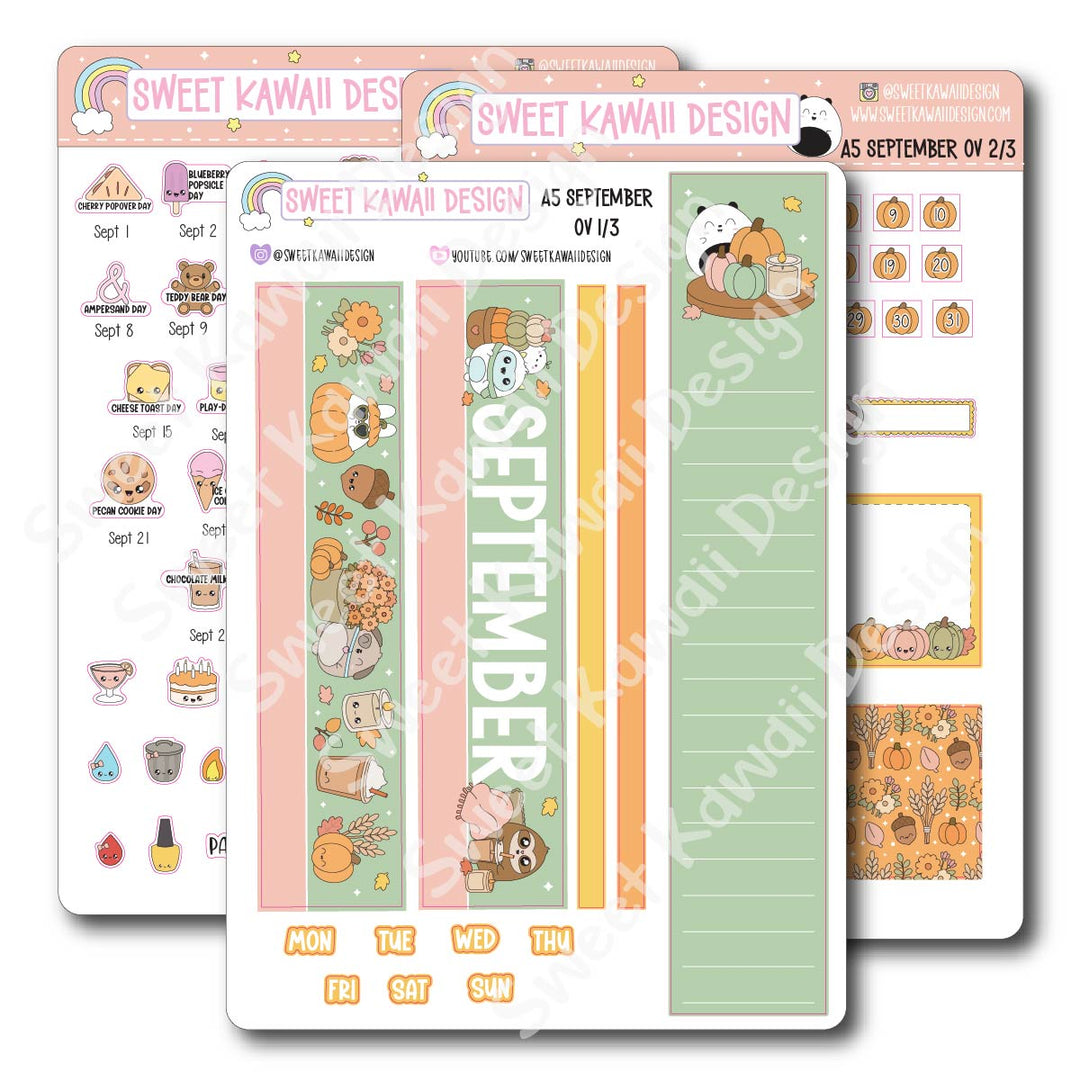September 2026 Monthly Overview Stickers - A5
