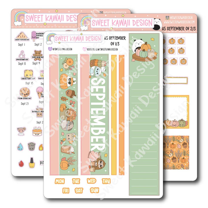September 2026 Monthly Overview Stickers - A5