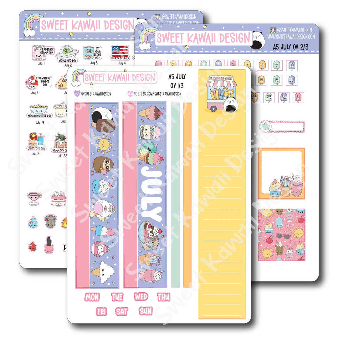 July 2026 Monthly Overview Stickers - A5