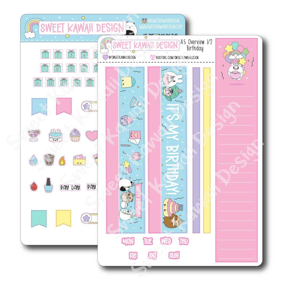 Birthday Monthly Overview Stickers - A5