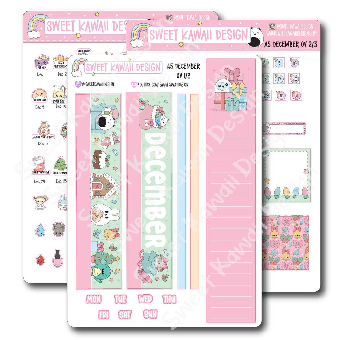 December 2026 Monthly Overview Stickers - A5