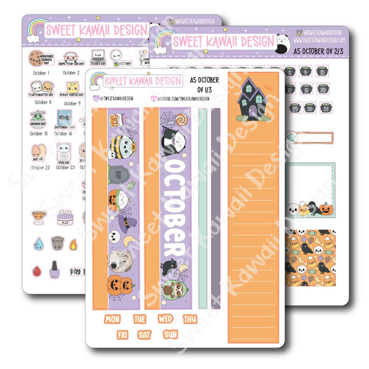 October 2026 Monthly Overview Stickers - A5