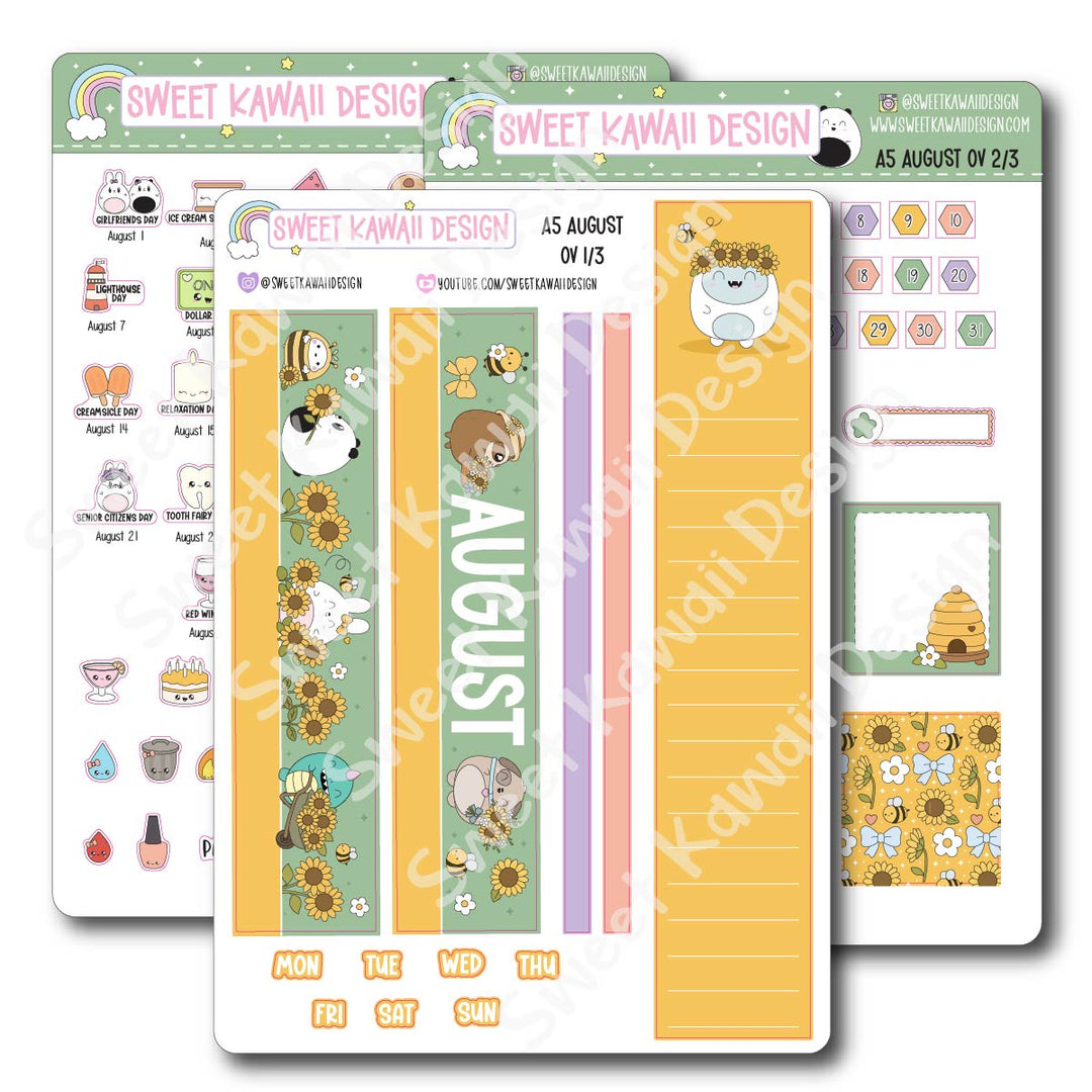 August 2026 Monthly Overview Stickers - A5