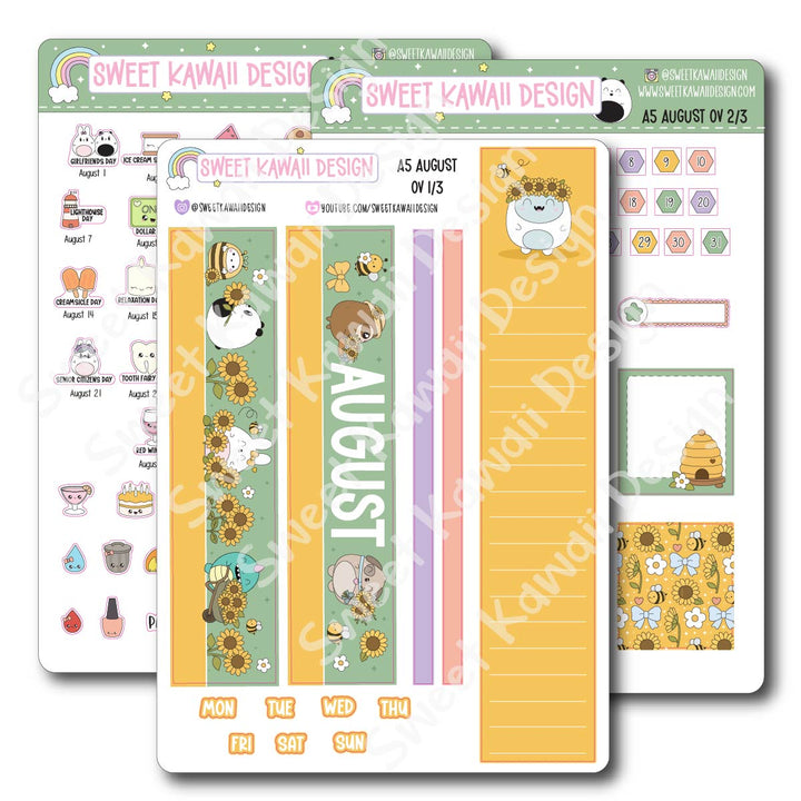 August 2026 Monthly Overview Stickers - A5