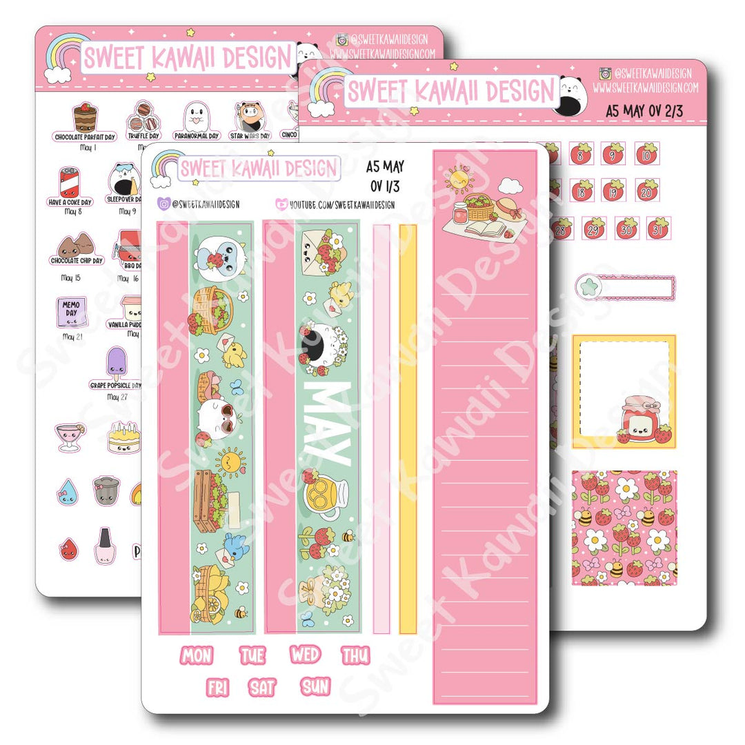 May 2026 Monthly Overview Stickers - A5