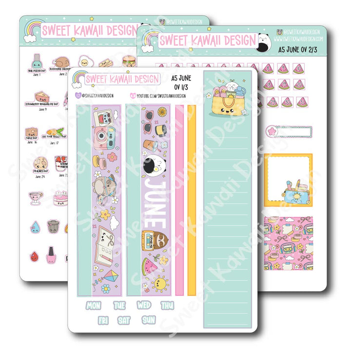 June 2026 Monthly Overview Stickers - A5