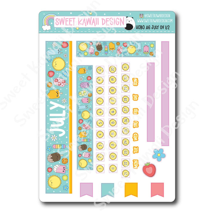 July 2025 Monthly Overview Stickers - Hobo A6