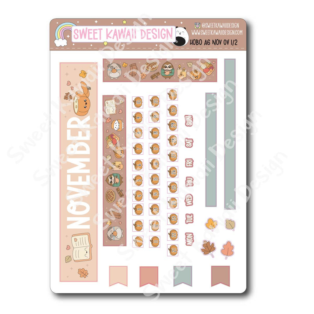 November 2025 Monthly Overview Stickers - Hobo A6