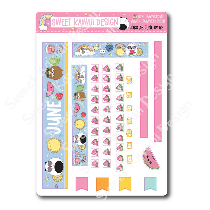 June 2025 Monthly Overview Stickers - Hobo A6