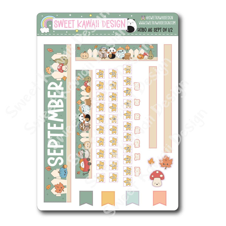 September 2025 Monthly Overview Stickers - Hobo A6