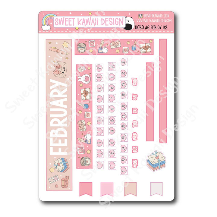 February 2026 Monthly Overview Stickers - Hobo A6