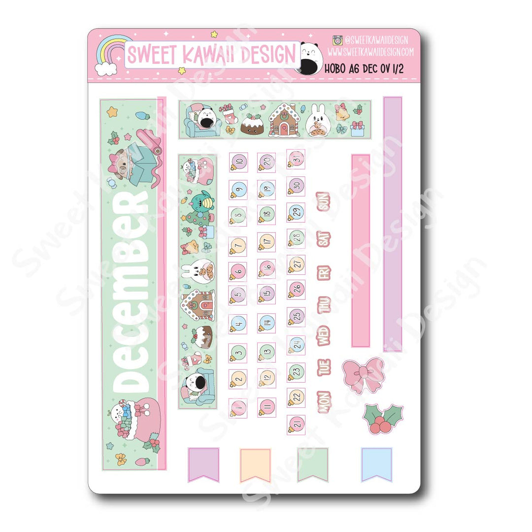 December 2026 Monthly Overview Stickers - Hobo A6