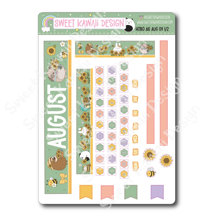 August 2026 Monthly Overview Stickers - Hobo A6
