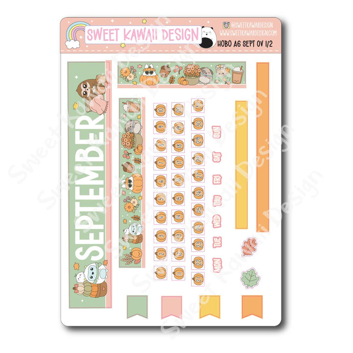 September 2026 Monthly Overview Stickers - Hobo A6