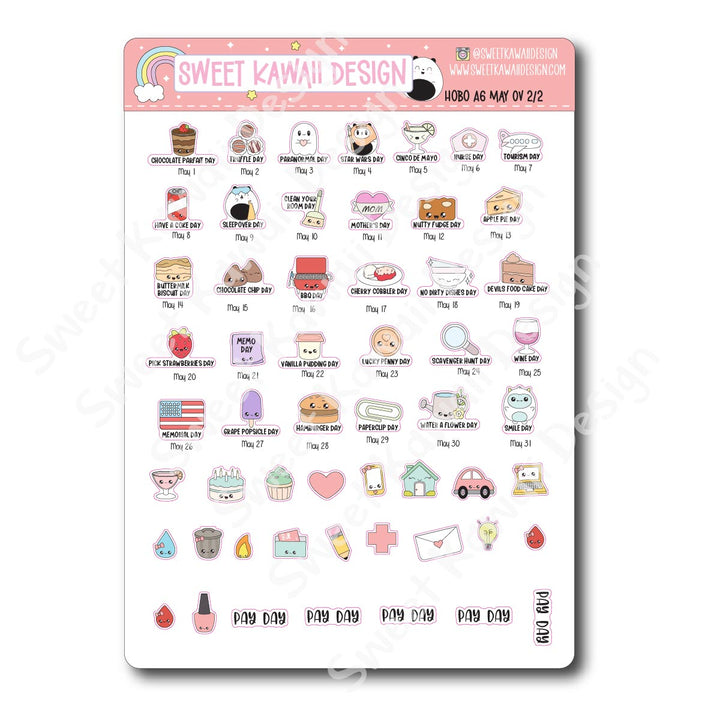 May 2025 Monthly Overview Stickers - Hobo A6
