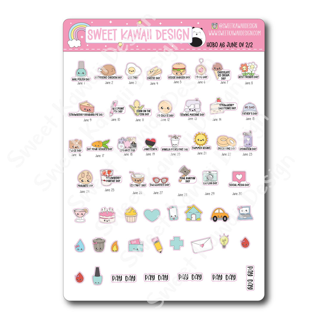 June 2025 Monthly Overview Stickers - Hobo A6