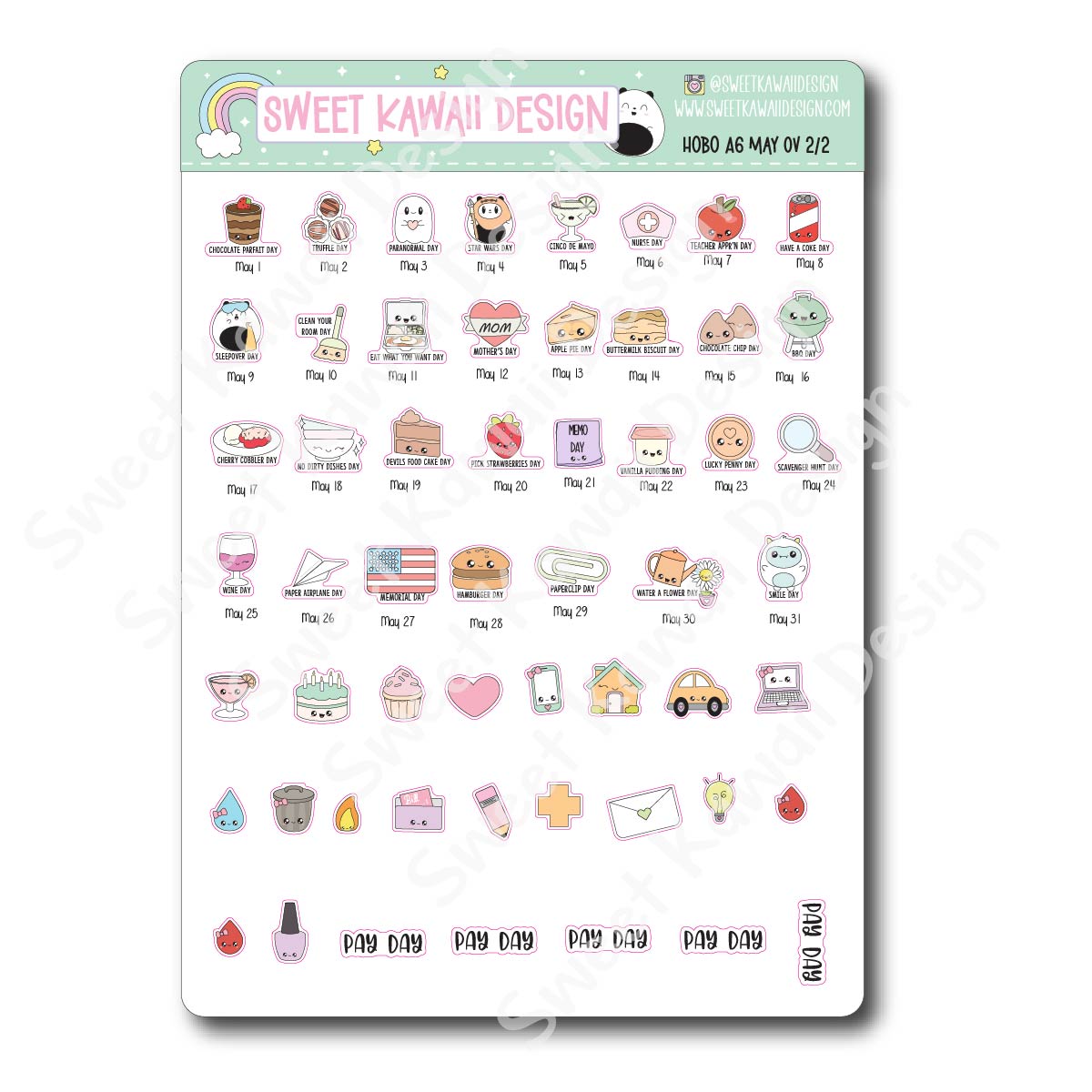 May 2024 Monthly Overview Stickers - Hobo A6