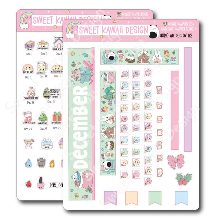 December 2026 Monthly Overview Stickers - Hobo A6