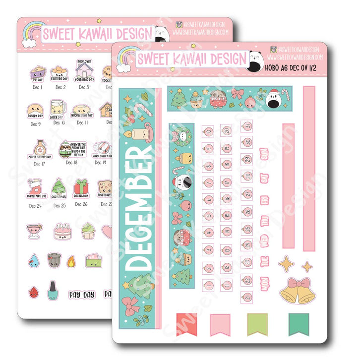 December 2025 Monthly Overview Stickers - Hobo A6