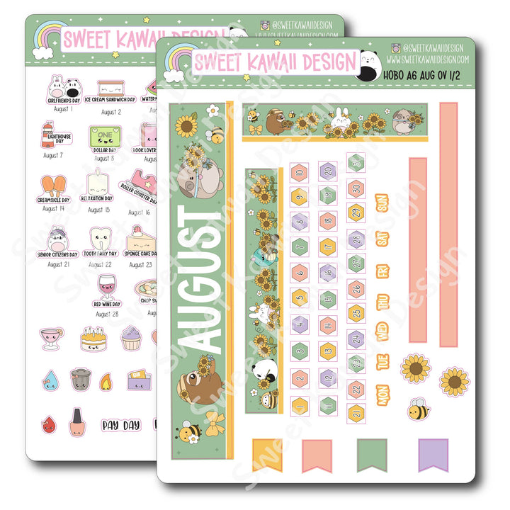 August 2026 Monthly Overview Stickers - Hobo A6