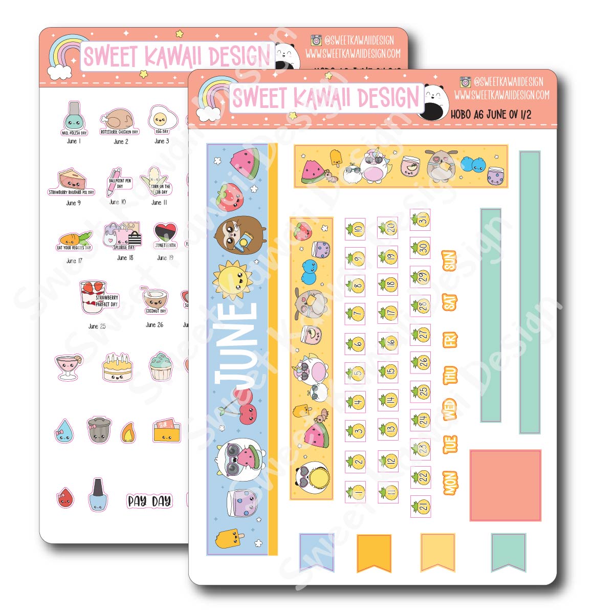 June 2024 Monthly Overview Stickers - Hobo A6