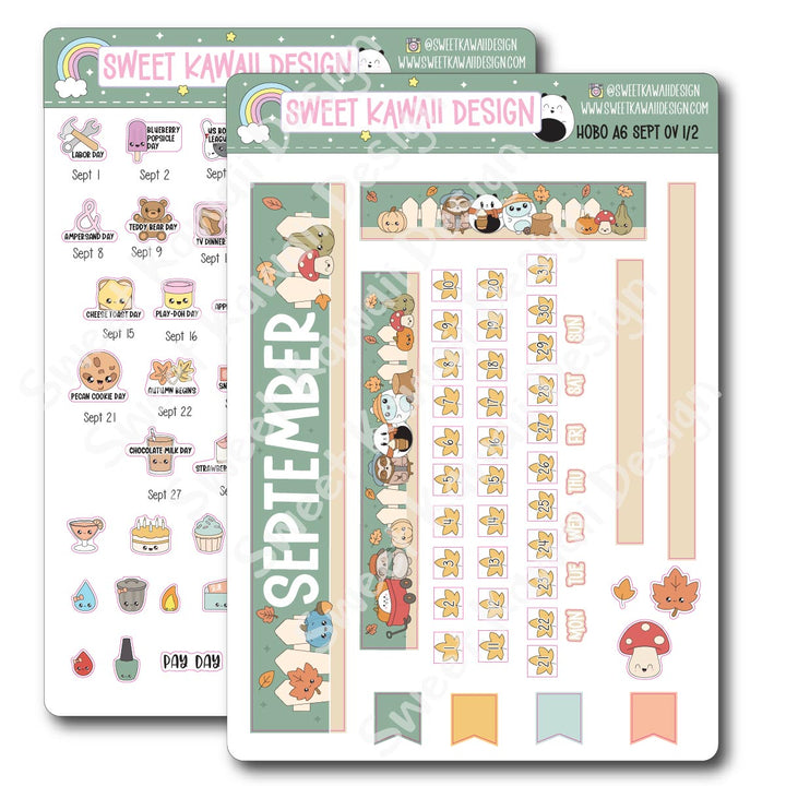 September 2025 Monthly Overview Stickers - Hobo A6