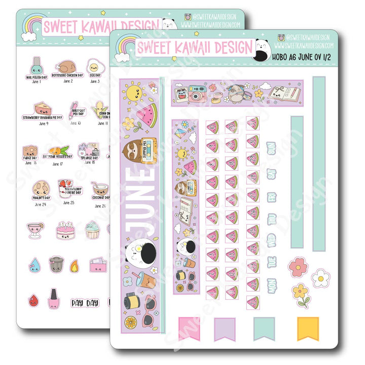 June 2026 Monthly Overview Stickers - Hobo A6
