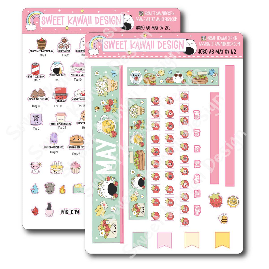 May 2026 Monthly Overview Stickers - Hobo A6