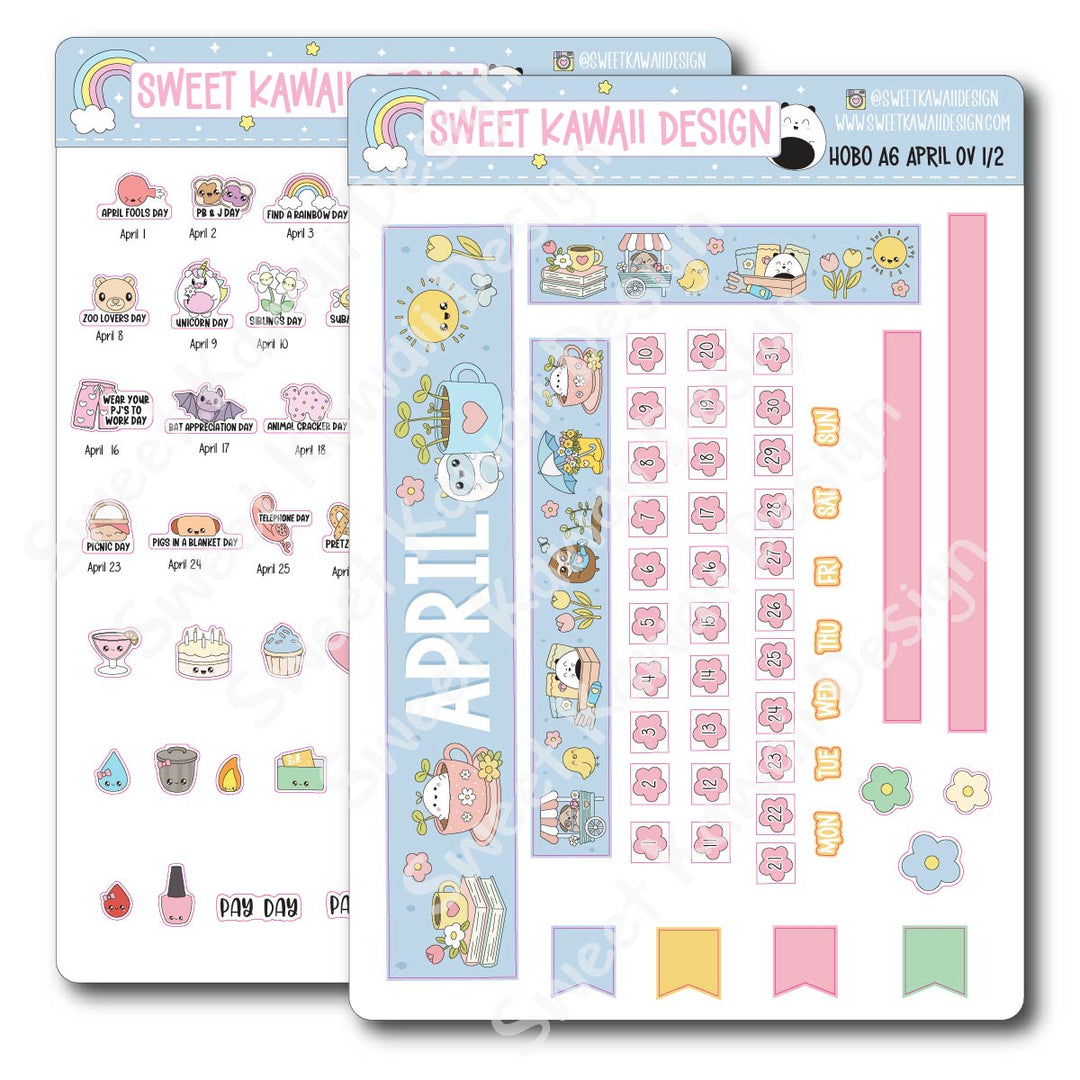 April 2026 Monthly Overview Stickers - Hobo A6