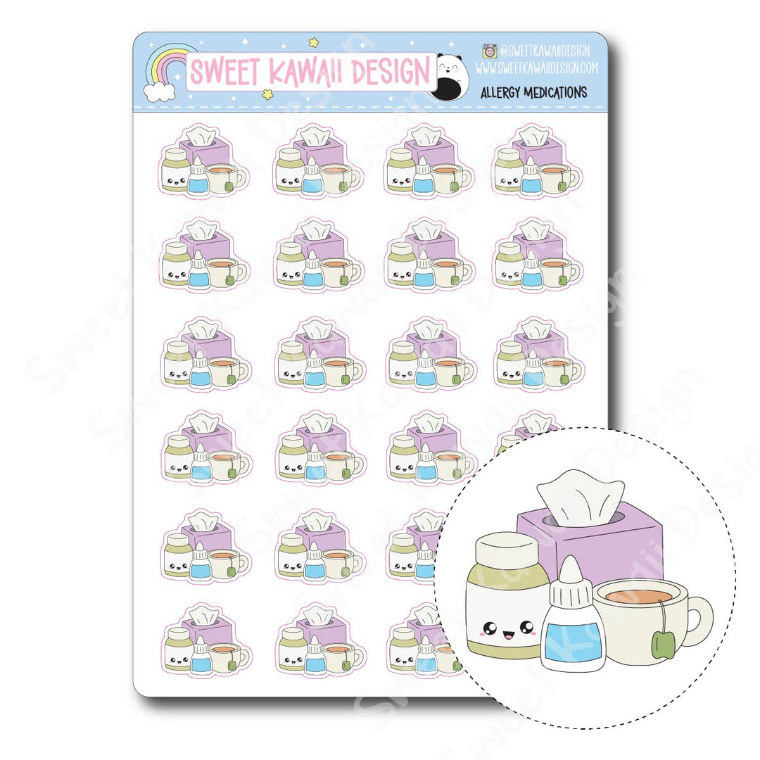 Kawaii Allergy Medication Stickers
