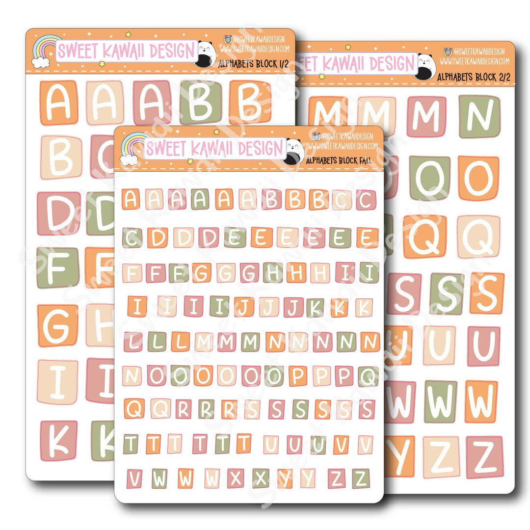 Alphabet Block Stickers - Fall