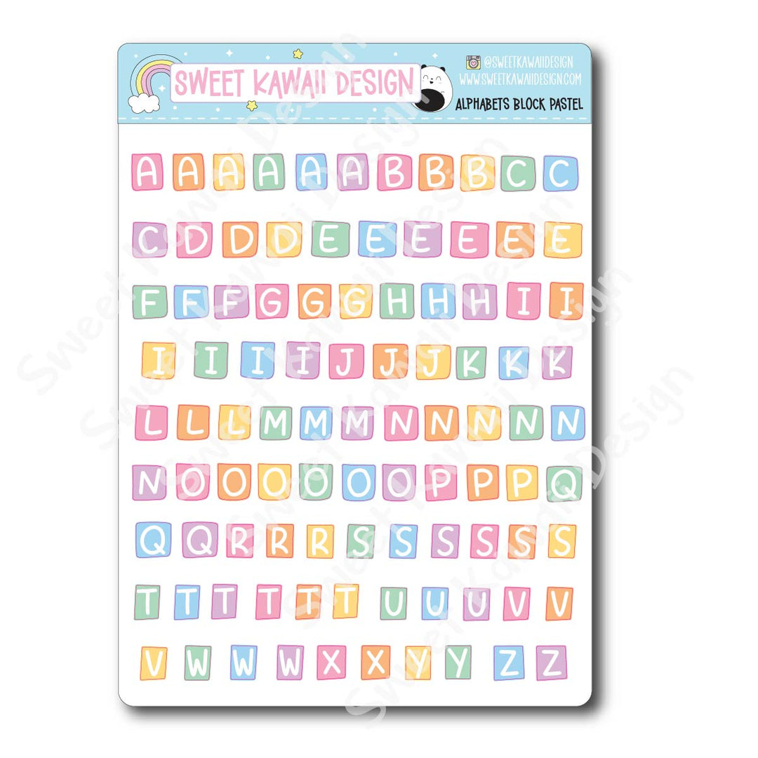 Alphabet Block Stickers - Pastel