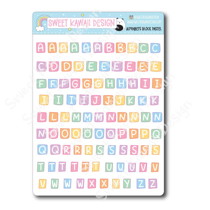Alphabet Block Stickers - Pastel